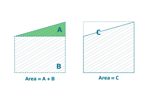 Example of a living room that is a rectangle shape and a triangle shape